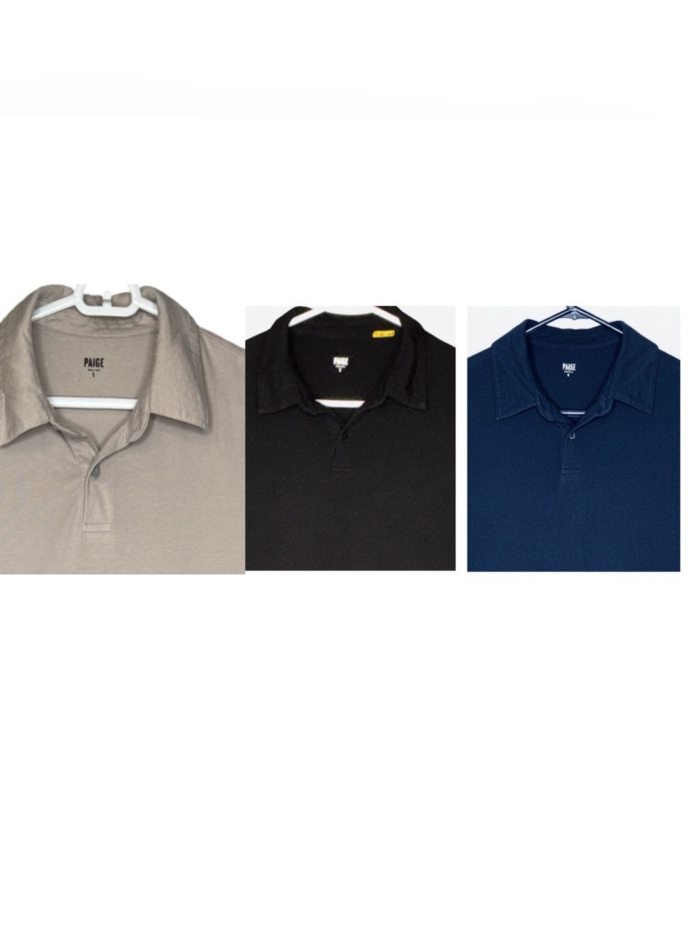 PAIGE Men's Polo Shirt Trio - Black, Navy, Taupe Small